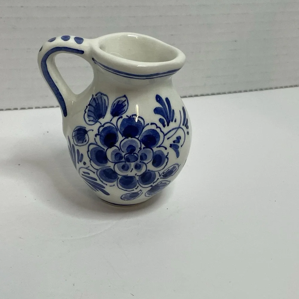 Vintage De Delftse Mini-Pitcher Creamer Delft Pottery Three Stars D.P. Holland